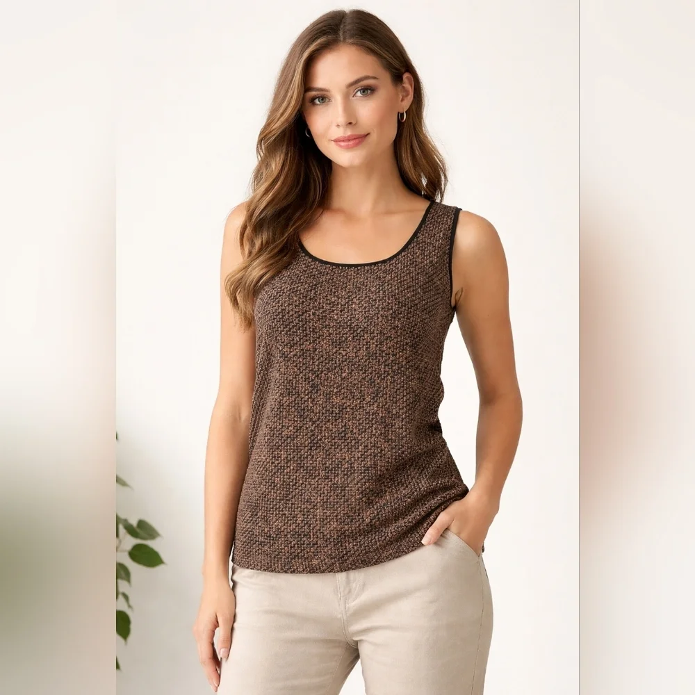 Ellen Tracy Silk Cashmere Blend Sweater Tank Metallic Thread Size M #447